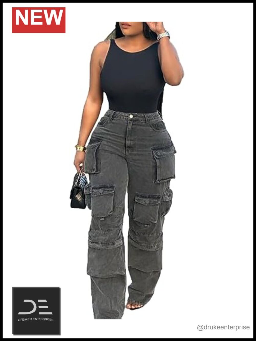 Y2K Cargo Baggy High Waist Wide Leg Stretch Denim Jeans